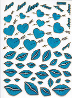 Herz Herzen Liebe Blau Aufkleber Metallic Look /  Heart Love Blue Sticker 13x10 Cm ST488 - Scrapbooking