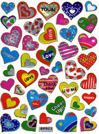 Herz Herzen Liebe Bunt Aufkleber Metallic Look /  Heart Love Colorful Sticker 13x10 Cm ST054 - Scrapbooking