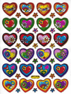 Herz Herzen Liebe Bunt Aufkleber Metallic Look /  Heart Love Colorful Sticker 13x10 Cm ST117 - Scrapbooking