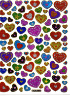 Herz Herzen Liebe Bunt Aufkleber Metallic Look /  Heart Love Colorful Sticker 13x10 Cm ST166 - Scrapbooking