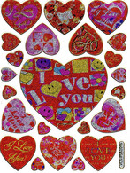 Herz Herzen Liebe Bunt Aufkleber Metallic Look /  Heart Love Colorful Sticker 13x10 Cm ST433 - Scrapbooking