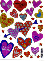 Herz Herzen Liebe Bunt Aufkleber Metallic Look /  Heart Love Colorful Sticker 13x10 Cm ST494 - Scrapbooking