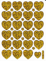 Herz Herzen Liebe Gold Aufkleber Metallic Look /  Heart Love Yellow Sticker 13x10 Cm ST304 - Scrapbooking
