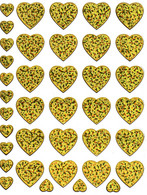 Herz Herzen Liebe Gold Aufkleber Metallic Look /  Heart Love Yellow Sticker 13x10 Cm ST174 - Scrapbooking
