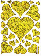 Herz Herzen Liebe Gold Aufkleber Metallic Look /  Heart Love Yellow Sticker 13x10 Cm ST319 - Scrapbooking