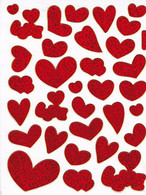 Herz Herzen Liebe Rot Aufkleber Metallic Look /  Heart Love Red Sticker 13x10 Cm ST322 - Scrapbooking