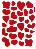 Herz Herzen Liebe Rot Aufkleber Metallic Look /  Heart Love Red Sticker 13x10 Cm ST344 - Scrapbooking