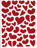 Herz Herzen Liebe Rot Aufkleber Metallic Look /  Heart Love Red Sticker 13x10 Cm ST346 - Scrapbooking