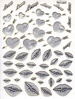 Herz Herzen Liebe Silber Aufkleber Metallic Look /  Heart Love Grey Sticker 13x10 Cm ST478 - Scrapbooking