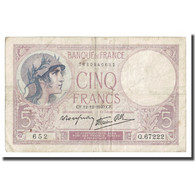 France, 5 Francs, Violet, 1940, 1940-12-12, TB, Fayette:4.17, KM:83 - 5 F 1917-1940 ''Violet''