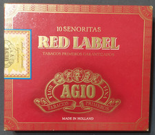 Caja Vacía De Habanos Red Label De Agio – 10 Señoritas – Made In Holland - Boites à Tabac Vides