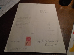 14/12/1964 - JURA ( MONTMOROT) - Lettre FACTURE Ave Timbre FISCAL N° 364  ++ 4 PHOTOS - Lettres & Documents