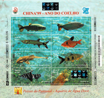 BRAZIL 1999 Mi 2955-2962 FISH CHINA '99 MINT MINATURE SHEET ** - Ologrammi