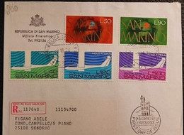 SAN MARINO 1974 RACCOMANDATA FDC UPU+VOLO A VELA - Usati