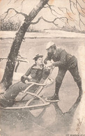 Couple  -  Couple Sur La Glace, Femme Assise - Illustr. Olscouk - Oblitéré Namur 1903 - Carte Postale Ancienne - Paare