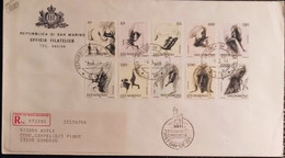 SAN MARINO 1976 RACCOMANDATA FDC VIRTU CIVILI PRIMA SERIE - Gebruikt