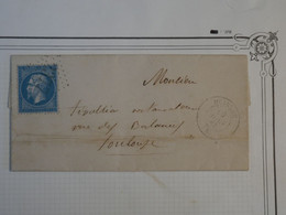 BO11 FRANCE   BELLE  LETTRE RR 1865 MOISSAC TOULOUSE +N°22  + C. PERLé + AFFRANCH.INTERESSANT++ - 1862 Napoleone III