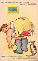 HUMOUR - Que Ne Ferait On Pas Pour Devenir Souple Et Gracieuse - Chat - Obésité - Jupon - Carte Poste Ancienne - Humour