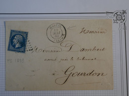 BO11 FRANCE BELLE  LETTRE  1860  MARTEL A GOURDON    +N°14  +  + AFFRANCH.INTERESSANT++ - 1853-1860 Napoléon III.