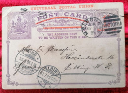 AUSTRALIE AUSTRALIA VICTORIA ENTIER POSTAL STATIONERY MELBOURNE 1895 POUR ELBING TB - Cartas & Documentos