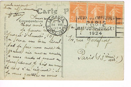 JEUX OLYMPIQUES 1924 -  MARQUE POSTALE - YACHTING AU HAVRE - JOUR DE COMPETITION - 24-07 - - Verano 1924: Paris