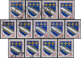 France 1962 Y&T 1353 Et 1353b. Inscriptions En Brun Et Rouge, Jaune Clair Et Foncé, Jaune Déplacé, Bleu Et Bleu-noir - Oblitérés