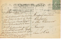 JEUX OLYMPIQUES 1924 -  MARQUE POSTALE - AVIRON - ESCRIME - BOXE - TENNIS - NATATION - JOUR DE COMPETITION - 17-07 - - Estate 1924: Paris