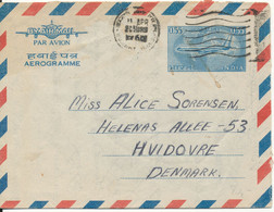 India Aerogramme Sent To Denmark 11-4-1966 - Luftpost