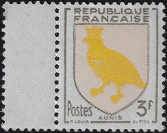 France 1954 Y&T 1004. 3 F Armoiries D'Aunis (Charente-Maritime), Sans Rouge. Perdrix. Neuf Sans Charnière, MNH. - Perdiz Pardilla & Colín