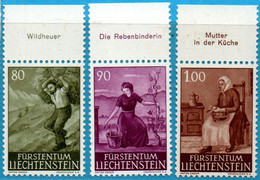 Liechtenstein 1961 Land Life, Sommer Meadow Hay, Tying Up Ranks, Peeling Labour Kitchen 3 Value MNH 61-03 - Agriculture