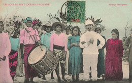 Polinésie - Iles Sous Le Vent - Groupe D'indigène - Colorisé - Oblitéré Papeete 1907 - Carte Postale Ancienne - Polinesia Francesa