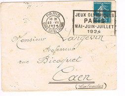 JEUX OLYMPIQUES 1924 -  MARQUE POSTALE - CYCLISME - HALTEROPHILIE - PELOTE BASQUE - JOUR DE COMPETITION - 23-07 - - Estate 1924: Paris