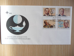 (8) South Africa RSA * FDC 1991 Scientifiques Vétérinaire Physicien Paléontologue Géologiste Lampe à Huile - Storia Postale