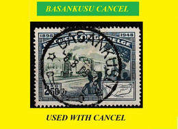 1949 (°) BASANKUSU BELGIAN CONGO / CONGO BELGE CANCEL STUDY [2] COB 297 ROUND CANCEL (MATADI LEO RAIL LINK) - Abarten Und Kuriositäten