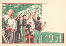 Journée Nationale Du Timbre 1951 * CPA Illustrateur * Philatélie * Au Dos Pub Musée Postal Paris 6ème - Timbres (représentations)