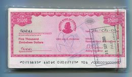 Zimbabwe Dollar Travellers Cheque $5 000 Check 2003 P16 Rare X 100 Pieces B - Zimbabwe