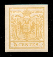 Antichi Stati Italiani - Lombardo Veneto - 1866 - Ristampa Del 5 Cent (R1) - Gomma Integra - E. Diena - Other & Unclassified
