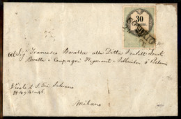 Antichi Stati Italiani - Lombardo Veneto - Sondrio (P.ti 5) - 30 Cent (4) Su Lettera Per Milano Del 29.1.56 - Andere & Zonder Classificatie