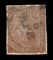 Antichi Stati Italiani - Parma - 1852 - 25 Cent Bruno Rosso (8) - Usato - Cert. Cilio - Andere & Zonder Classificatie