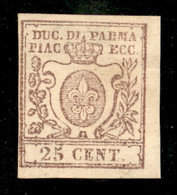 Antichi Stati Italiani - Parma - 1857 - 25 Cent (10) - Margini Integri - Senza Gomma - Andere & Zonder Classificatie