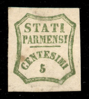 Antichi Stati Italiani - Parma - 1859 - 5 Cent (13 - Verde Giallo) Con Decalco Oleoso - Gomma Originale Con Punti Gialli - Other & Unclassified