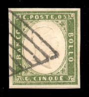 Antichi Stati Italiani - Sardegna - 1861 - 5 Cent (13C) Usato Su Frammento - Fiecchi + Raybaudi - Andere & Zonder Classificatie