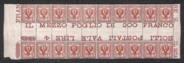 Regno - Vittorio Emanuele III - 1901 - 2 Cent Floreale (69) - Blocco Orizzontale Di 20 Con Interspazio Di Gruppo Al Cent - Other & Unclassified