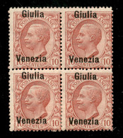 Occupazioni I Guerra Mondiale - Venezia Giulia - 1918 - 10 Cent (22d) In Quartina - Giulia Venezia - Gomma Originale E I - Other & Unclassified