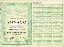 Titre De 1928-SONACO-Sté Africaine De Navigation Et De Commerce-Déco Sté Congolaise Par Actions à Responsabilité Limitée - Afrika