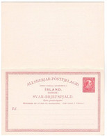 ISLANDE > Entiers Postaux:  CARTE  NEUVE DOUBLE AVEC REPONSE 10 AUR  TBE ENTIER POSTAL - Postal Stationery