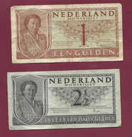 200223 - 2 BILLETS PAYS BAS NEDERLAND - MUNTBILJET 1 ET 2 1/2 De 1949 - 100 Florín Holandés (gulden)