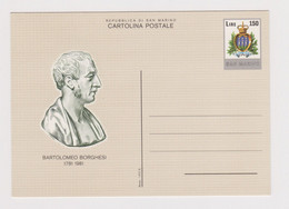 SAN MARINO 1981 Cartolina Intero Postale, Stationery Card PSC, Ganzsachen, Entier, Anniv. Bartolomeo Borghesi (49109) - Postal Stationery