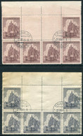 BOHEMIA & MORAVIA 1944 St.Vitus Cathedral Blocks Of 6 Stamps And Two Labels, Used  Michel 140-41 LW - Oblitérés