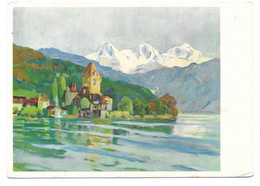 BE 3653  OBERHOFEN, SCHLOSS  1958  KÜNSTLERKARTE - Oberhofen Am Thunersee